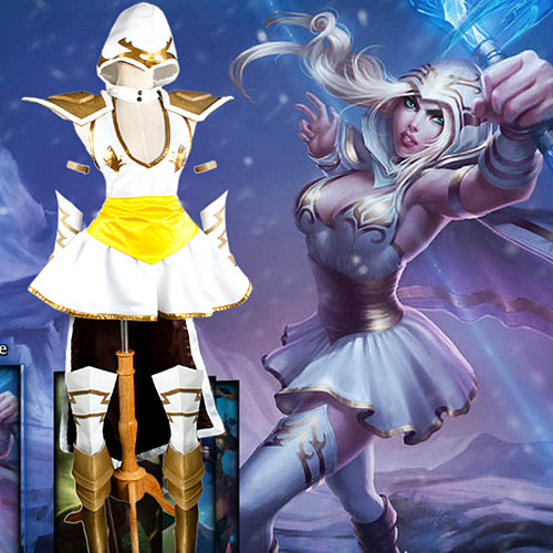 League of Legends Freljord Ashe Satin Cosplay Costume [G1073]