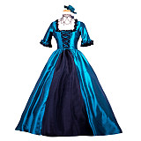 Rococo Teal & Black Taffeta Victorian Medieval Gown – Handmade Crossdressing Costume [G1057]