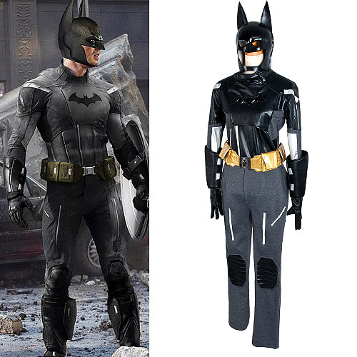 Batman Cosplay Costume Faux Leather Superhero Outfit with Mask and Belt [G1124]