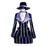 League of Legends Miss Fortune Cosplay Uniform Fabric Striped Suit with Hat [G1120]