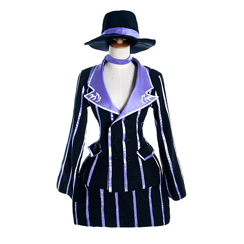 League of Legends Miss Fortune Cosplay Uniform Fabric Striped Suit with Hat [G1120]