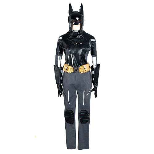 Batman Cosplay Costume Faux Leather Superhero Outfit with Mask and Belt [G1124]