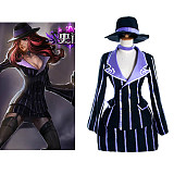 League of Legends Miss Fortune Cosplay Uniform Fabric Striped Suit with Hat [G1120]
