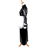 Lockable Shiny Black Thin PVC Long Sissy Maid Dress with Apron – Crossdressing Costume [G1229]