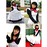 Lockable Classic Long Cotton Sissy Maid Dress with Detachable Apron – Black & White [G1251]