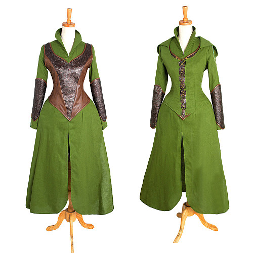 The Hobbit Tauriel Cotton-Linen Cosplay Costume with Faux Leather Armor [G1287]