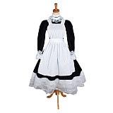 Lockable Sissy Maid Cotton Long Sleeve French Maid Uniform Black and White [G1233]