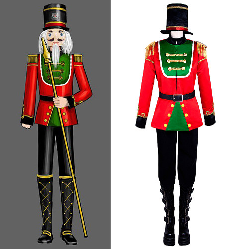 Nutcracker Soldier Satin Cosplay Costume Christmas Parade Uniform [G1235]