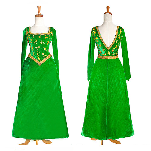 Princess Fiona Green Velvet Medieval Gown Cosplay Costume – Shrek Inspired [G1237]
