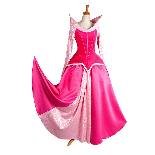 Disney Princess Aurora Sleeping Beauty Satin Pink Dress Cosplay Costume [G1304]