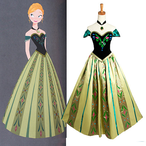 Princess Anna Coronation Dress Cosplay Costume Satin Fabric [G1240]