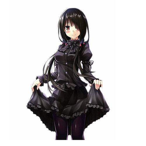 Date A Live Nightmare Kurumi Black Gothic Satin Dress Cosplay Costume [G1271]