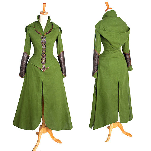 The Hobbit Tauriel Cotton-Linen Cosplay Costume with Faux Leather Armor [G1287]
