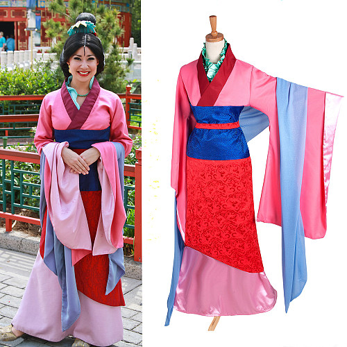 Disney Mulan Cosplay Dress Chiffon Hanfu Costume for Women [G1236]