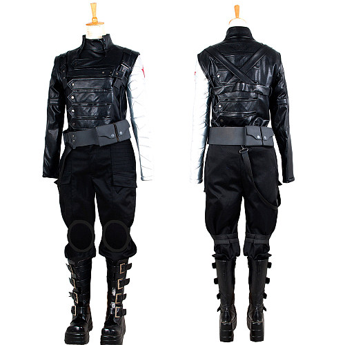 Captain America Winter Soldier Faux Leather Cosplay Costume [G1292]
