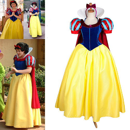 Disney Snow White Princess Satin Cosplay Dress – Handmade Adult Costume [G1227]