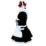 Sissy Maid Crossdressing Black & White Cotton Dress with Frilled Apron and Headpiece [G1361]
