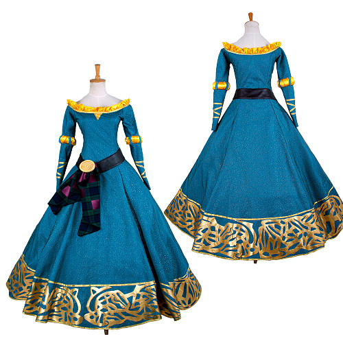 Disney Brave Princess Merida Brocade Medieval Gown Cosplay Dress [G1320]