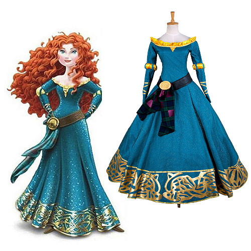 Disney Brave Princess Merida Brocade Medieval Gown Cosplay Dress [G1320]