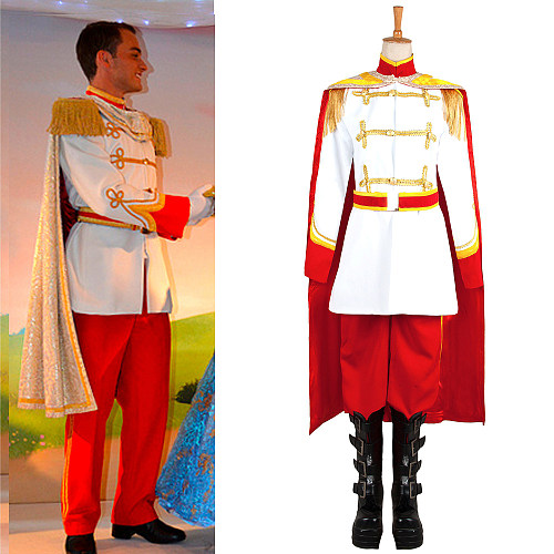 Disney Prince Charming White & Red Uniform Cosplay Costume [G1335]