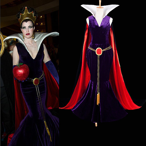 Evil Queen Velvet Cosplay Dress with Cape – Disney Villains [G1322]