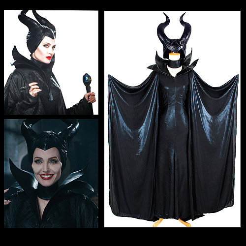 Maleficent Angelina Jolie Sleeping Beauty Villain Faux Leather Costume [G1313]