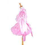 Lockable Sissy Maid Short Pink Satin Dress with Lace Apron – Crossdressing Costume [G1407]