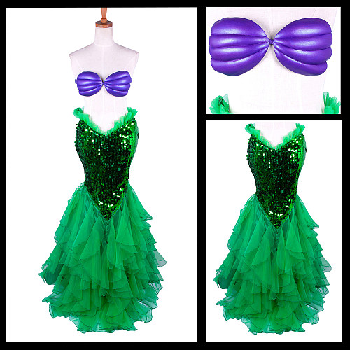 Green Sequin Mermaid Skirt – The Little Mermaid Ariel Inspired Tail [G1390]