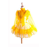 Lockable Sissy Maid Crossdressing Yellow Sheer Organza Ruffled Dress [G1367]
