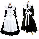Lockable Sissy Maid Crossdressing Black Cotton Long Dress with White Apron [G1410]