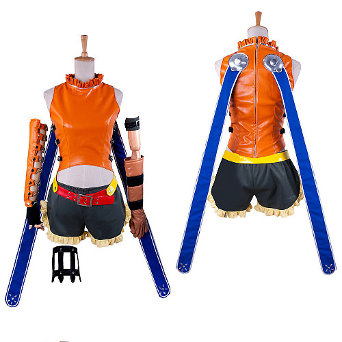 Final Fantasy FFX-2 Rikku Faux Leather Cosplay Costume with Accessories [G1401]