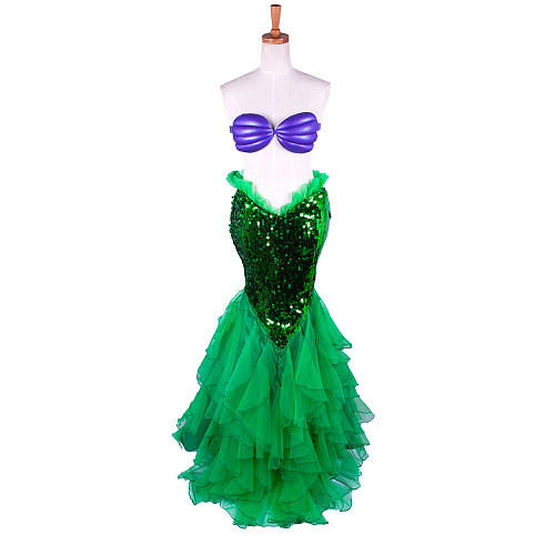 Green Sequin Mermaid Skirt – The Little Mermaid Ariel Inspired Tail [G1390]