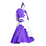Handmade Sissy Maid Crossdressing Lockable Cotton Purple and White Dress Costume [G1567]