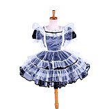 Handmade Satin Sissy Maid Dress – Black & White French Maid Crossdressing Outfit [G1589]