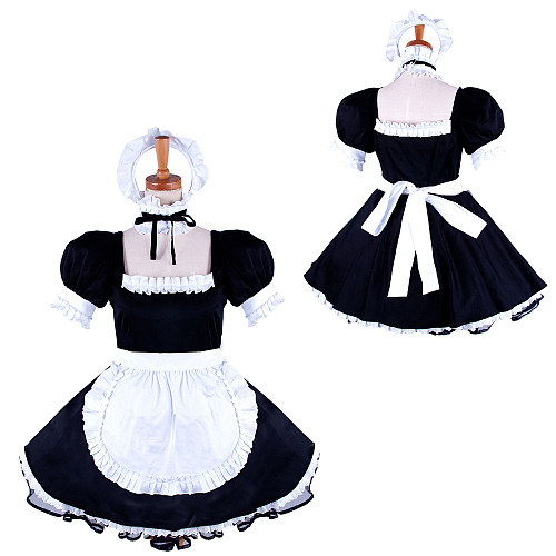 Handmade Cotton Sissy Maid Dress – Black & White French Maid Crossdressing Outfit [G1591]