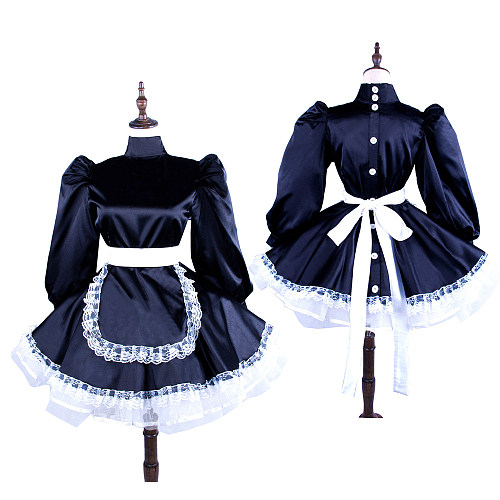Handmade Sissy Maid Crossdressing Satin Dress Costume [G1560]