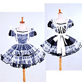 Handmade Satin Sissy Maid Dress – Black & White French Maid Crossdressing Outfit [G1589]