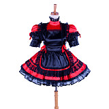 Handmade Lockable Satin Sissy Maid Dress – Red & Black Crossdressing Outfit [G1588]