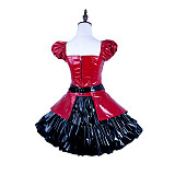 Handmade Sissy Maid Crossdressing Lockable Thin PVC Red and Black Dress Costume [G1578]