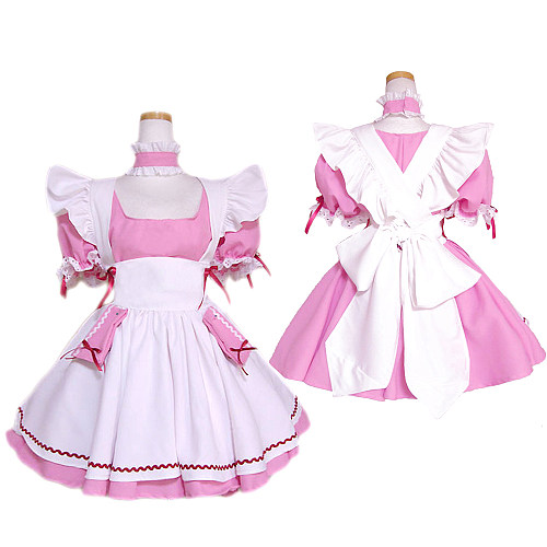 Handmade Lockable Cotton Sissy Maid Dress – Pink & White Crossdressing Outfit [G1613]