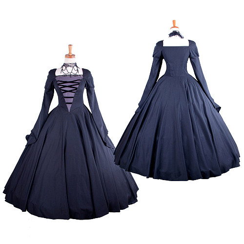 Handmade Victorian Taffeta Medieval Gown with Lace-Up Bodice [G1608]