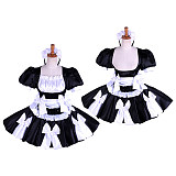 Handmade Lockable Sissy Maid Dress – Black & White Satin Crossdressing Costume [G1619]