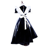 Handmade Lockable PVC Sissy Maid Dress – Black & White Long Crossdressing Outfit [G1593]