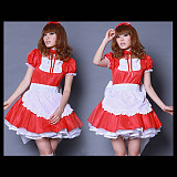 Handmade Lockable Satin Sissy Maid Dress – Red & White Crossdressing Outfit [G1612]