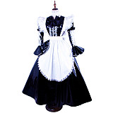 Handmade Lockable PVC Sissy Maid Dress – Black & White Long Crossdressing Outfit [G1593]
