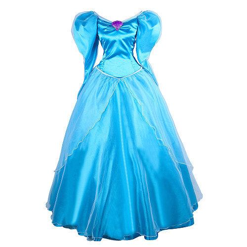 Cinderella Cosplay Blue Ball Gown Handmade Satin Dress [G1599]