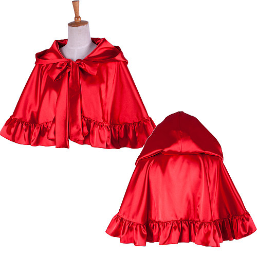 Handmade Satin Sissy Maid Cape – Red Hooded Crossdressing Cloak [G1602]