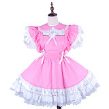 Handmade Lockable Satin Sissy Maid Dress – Pink & White Crossdressing Outfit [G1598]