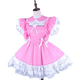 Handmade Lockable Satin Sissy Maid Dress – Pink & White Crossdressing Outfit [G1598]