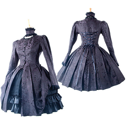 Handmade Victorian Jacquard Medieval Gown with Corset Back [G1604]